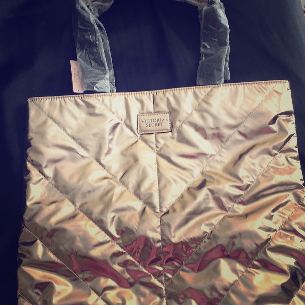 Victoria's Secret champagne rose gold tote